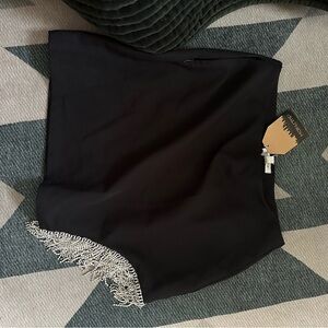 Main Strip Black Skirt with Silver Accents